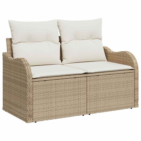 vidaXL Havesofa S&aelig;t med pude 11 pcs Beige polyrattan