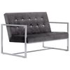 vidaXL 2-personers sofa med arml&aelig;n krom og velour m&oslash;rkegr&aring;