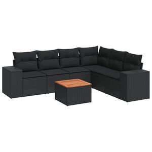 vidaXL sofas&aelig;t til haven 7 dele med hynder polyrattan sort
