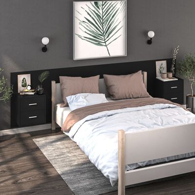 vidaXL væghængt sengebord konstrueret træ sort