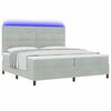 vidaXL LED Box Spring Bed med madras Lysegr&aring; 200 x 200 cm Stof