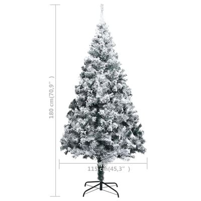 vidaXL kunstigt juletræ med sne 180 cm PVC grøn