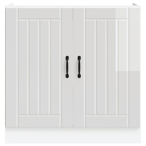 vidaXL underskab til vask Lucca konstrueret tr&aelig; hvid h&oslash;jglans