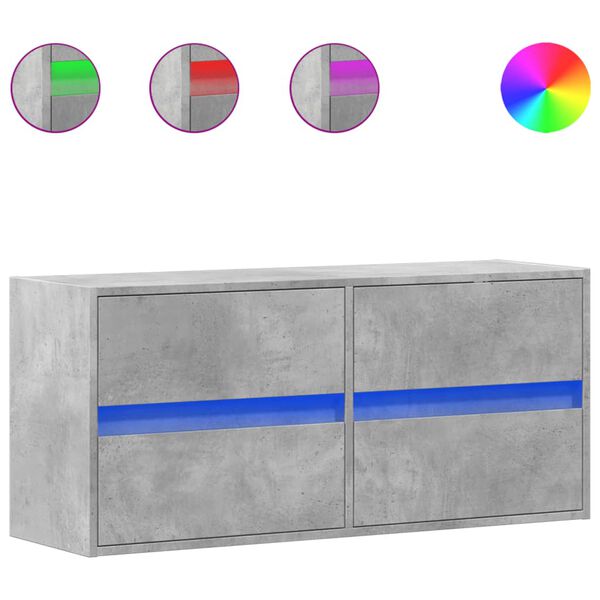 vidaXL v&aelig;gh&aelig;ngt tv-bord med LED-lys 100x31x45 cm betongr&aring;