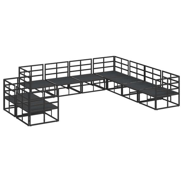 vidaXL Havesofa Sæt med pude 9 pcs Sort Aluminium