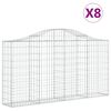 vidaXL buede gabionkurve 8 stk. 200x30x100/120 cm galvaniseret jern