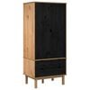 vidaXL Garderobeskab OTTA Sort 76,5 x 53 x 172 cm Massivt fyrretr&aelig;