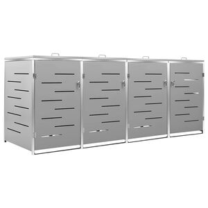 vidaXL firedobbelt skraldespandsskjuler 276,5x77,5x115 rustfrit st&aring;l