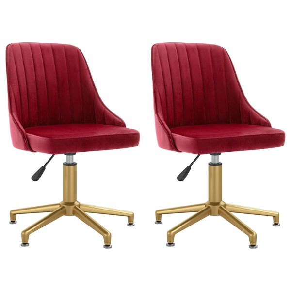 vidaXL drejelige spisebordsstole 2 stk. fl&oslash;jl vinr&oslash;d