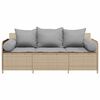 vidaXL 3-personers havesofa med hynder polyrattan beige