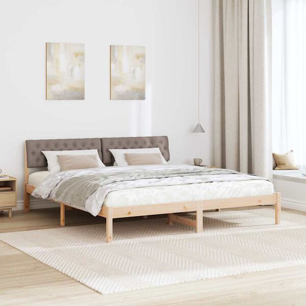 vidaXL Sengestel Brun og taupe 180 x 200 cm Massivt fyrretr&aelig;