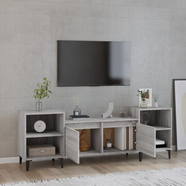 vidaXL tv-bord 160x35x55 cm konstrueret træ grå sonoma-eg