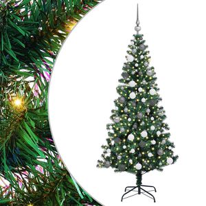 vidaXL Kunstig Forbelyst Juletr&aelig; med stativ Gr&oslash;n 180 cm PVC og metal