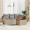 vidaXL Havesofa S&aelig;t med pude med pude 5 pcs Beige Poly Rattan
