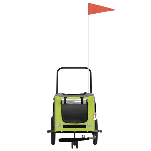 vidaXL hundetrailer til cykel oxfordstof og jern grøn og sort