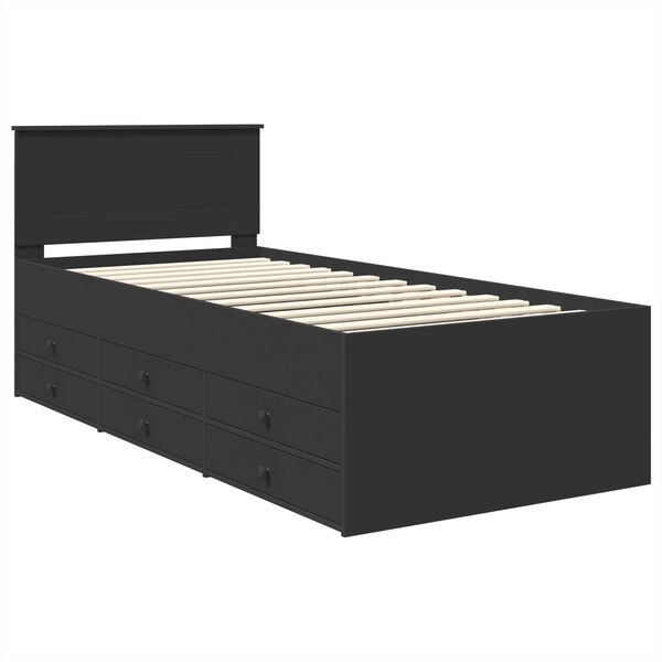 vidaXL Daybed med skuffe Sort 100 x 200 cm Konstrueret tr&aelig;