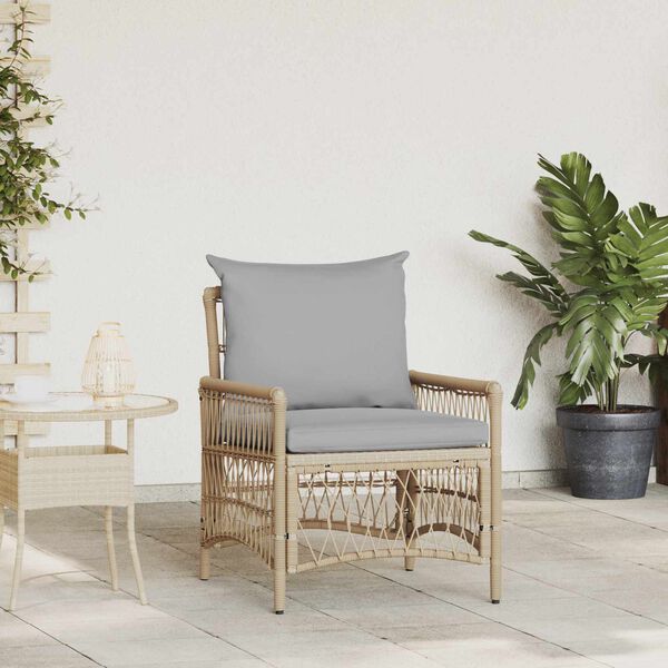 vidaXL Have Stol med pude Beige 73 x 61 x 77 cm polyrattan