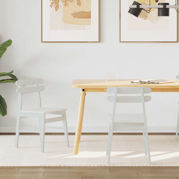 vidaXL Spisestuestol 2 pcs Hvid Massiv Gummitræ