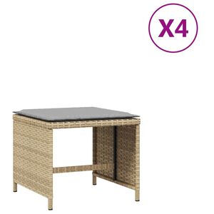 vidaXL haveskamler 4 stk. med hynder 41x41x36 cm polyrattan beige