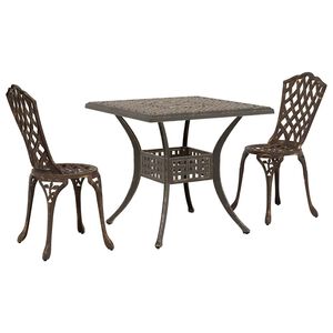 vidaXL Havebord s&aelig;t 3 pcs Bronze Gustt aluminium