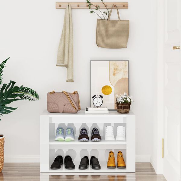 vidaXL skoreol 75x35x45 cm konstrueret træ hvid højglans