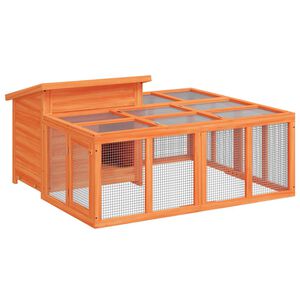 vidaXL kaninbur 144x123x67,5 cm massivt fyrretr&aelig; brun