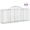 vidaXL buede gabionkurve 25 stk. 200x30x80/100 cm galvaniseret jern