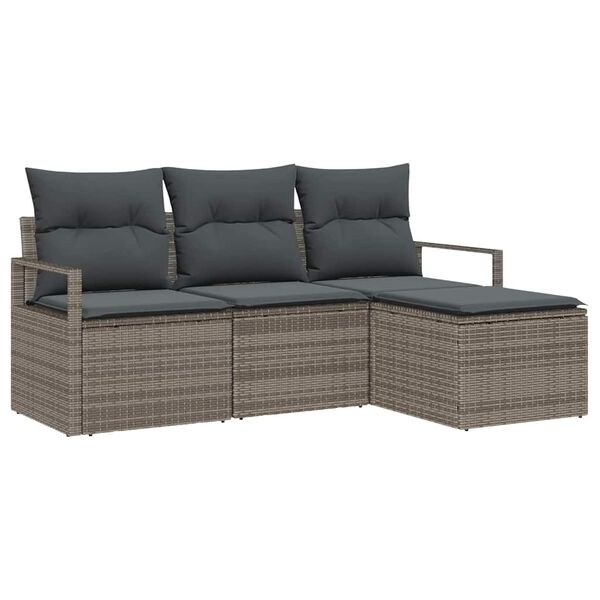 vidaXL Sofa S&aelig;t 4 pcs Gr&aring; polyrattan