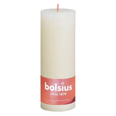 Bolsius rustikke søjlestearinlys Shine 4 stk. 190x68 mm perlehvid