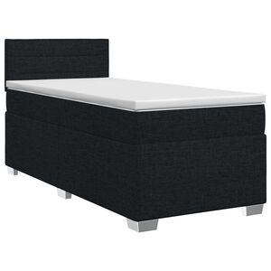 vidaXL Boxmadras med topmadras med hovedg&aelig;rde Sort 80 x 200 cm Stof