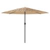 vidaXL haveparasol med LED-lys og st&aring;lstang 324x324x247 cm brun