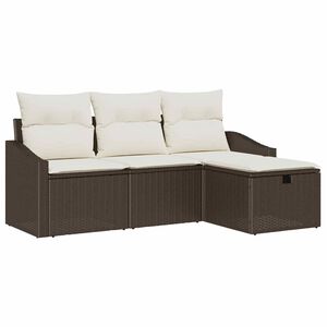 vidaXL Sofa S&aelig;t med pude med opbevaring 4 pcs Brun polyrattan