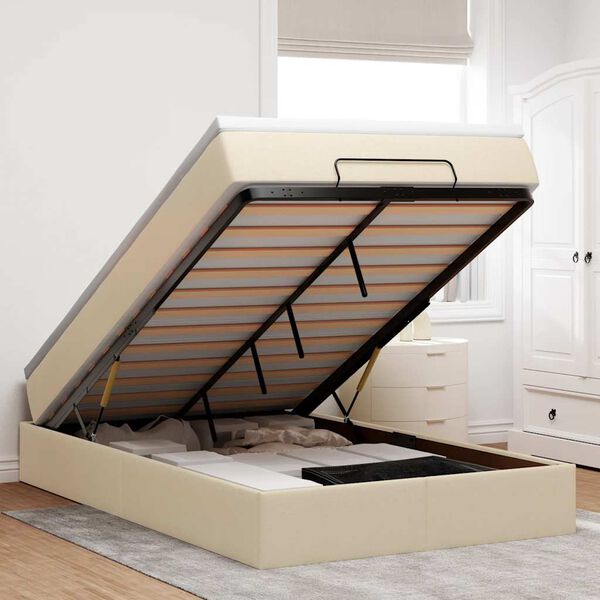 vidaXL osmannisk sengeramme med madras 120x190 cm stof cremefarvet