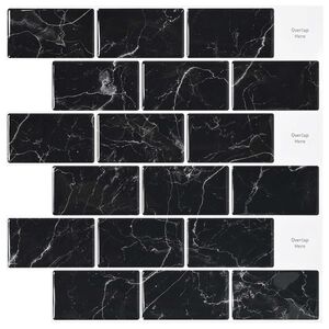 vidaXL Subway flise 20 stk. Sort marmor 30 x 30 cm Polyurethan og PET