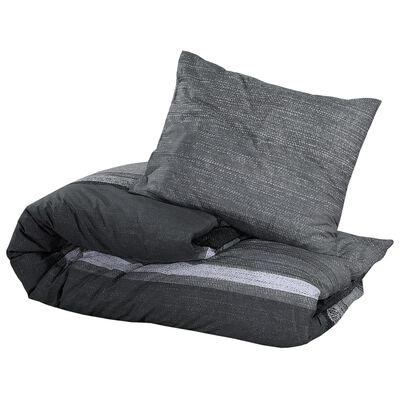 vidaXL sengetøj 220x240 cm bomuld mørkegrå