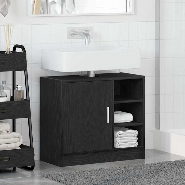 vidaXL Sink Cabinet med dør Sort eg 63 x 29 x 55 cm Konstrueret træ