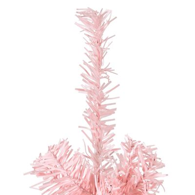vidaXL kunstigt halvt juletræ med juletræsfod 210 cm smalt pink