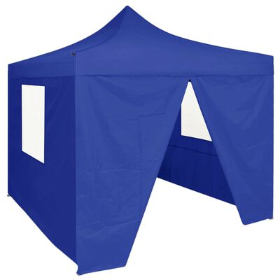vidaXL foldbart festtelt med 4 sidevægge 2 x 2 m stål blå