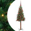 vidaXL Slankt Juletr&aelig; Gr&oslash;n 150 cm PVC og Massiv Fyrretr&aelig;
