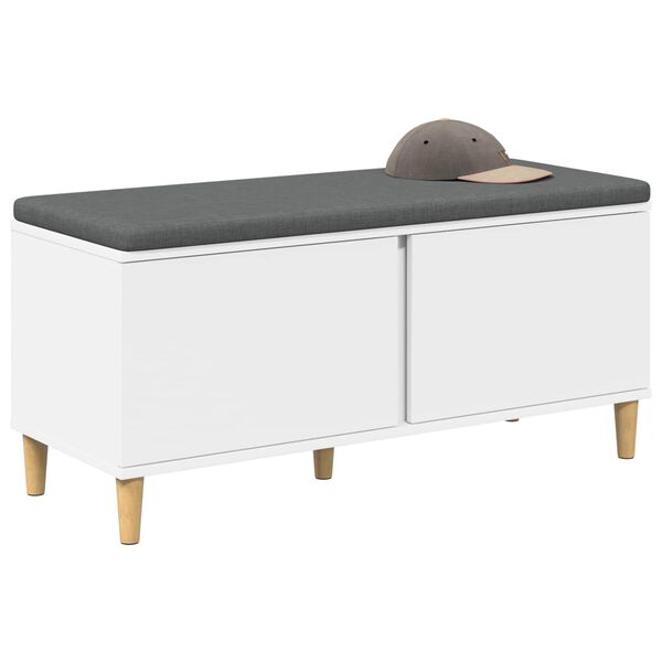 vidaXL Hallb&aelig;nk med pude med opbevaring med d&oslash;r Hvid 100 x 38 x 46 cm