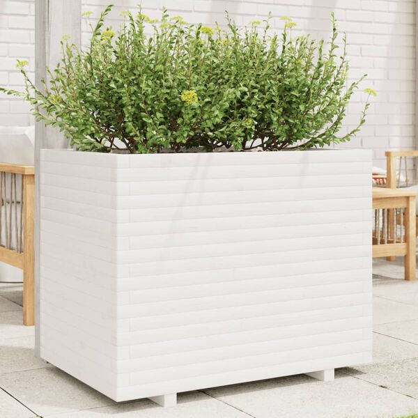 vidaXL plantekasse 90x60x72,5 cm massivt fyrretr&aelig; hvid