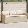 vidaXL 3-personers havesofa med hynder polyrattan beige