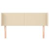 vidaXL sengegavl med kanter 147x16x78/88 cm stof cremefarvet
