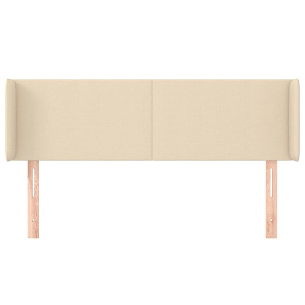 vidaXL sengegavl med kanter 147x16x78/88 cm stof cremefarvet