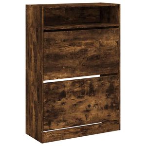 vidaXL skoskab med 2 vippeskuffer 80x34x116 cm r&oslash;get egetr&aelig;sfarve
