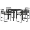 vidaXL Have Spisebordss&aelig;t 5 stk. Sort polyrattan