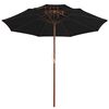 vidaXL parasol m. træstang 270 cm 2 niveauer sort