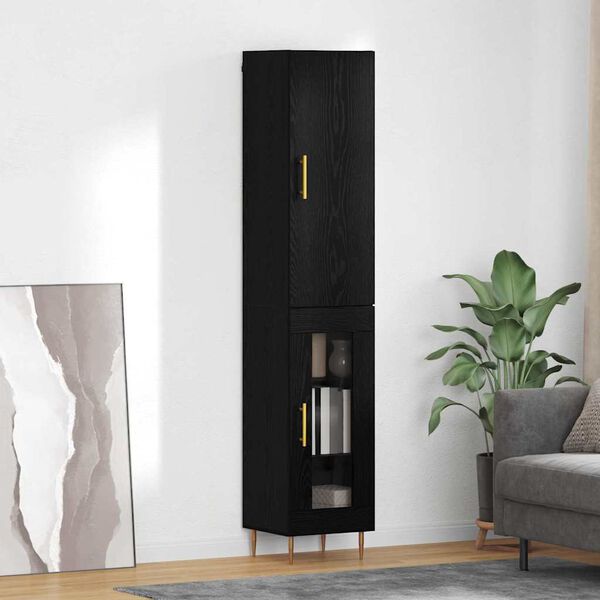 vidaXL Highboard 2 pcs Sort eg Konstrueret tr&aelig;