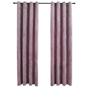 vidaXL mørklægningsgardiner 2 stk. ringe 140 x 225 cm fløjl antik rosa