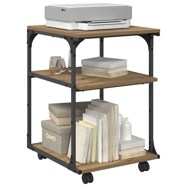 vidaXL Printerstand Artisan Egetr&aelig; 43 x 48 x 64 cm Konstrueret tr&aelig;